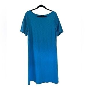 Talbot blue smocked flutter sleeved casual chic sheath shift dress in size large